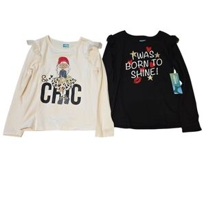 365 Kids By Garanimals Cream and Black Long Sleeve Tees
